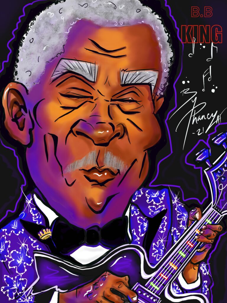 B.B King Blues Guitarist Caricature