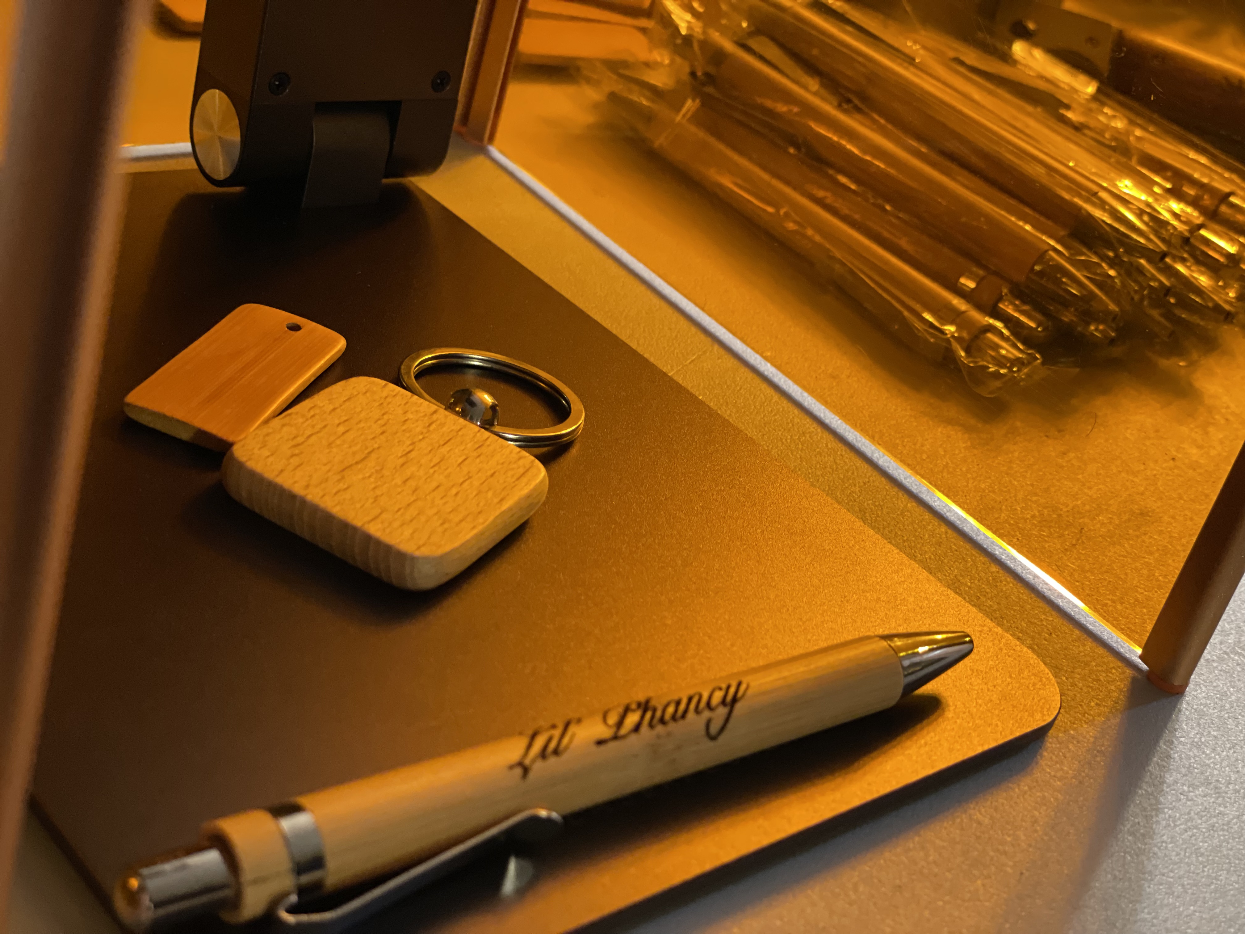 Laser Engraved Keychains, Pens and more